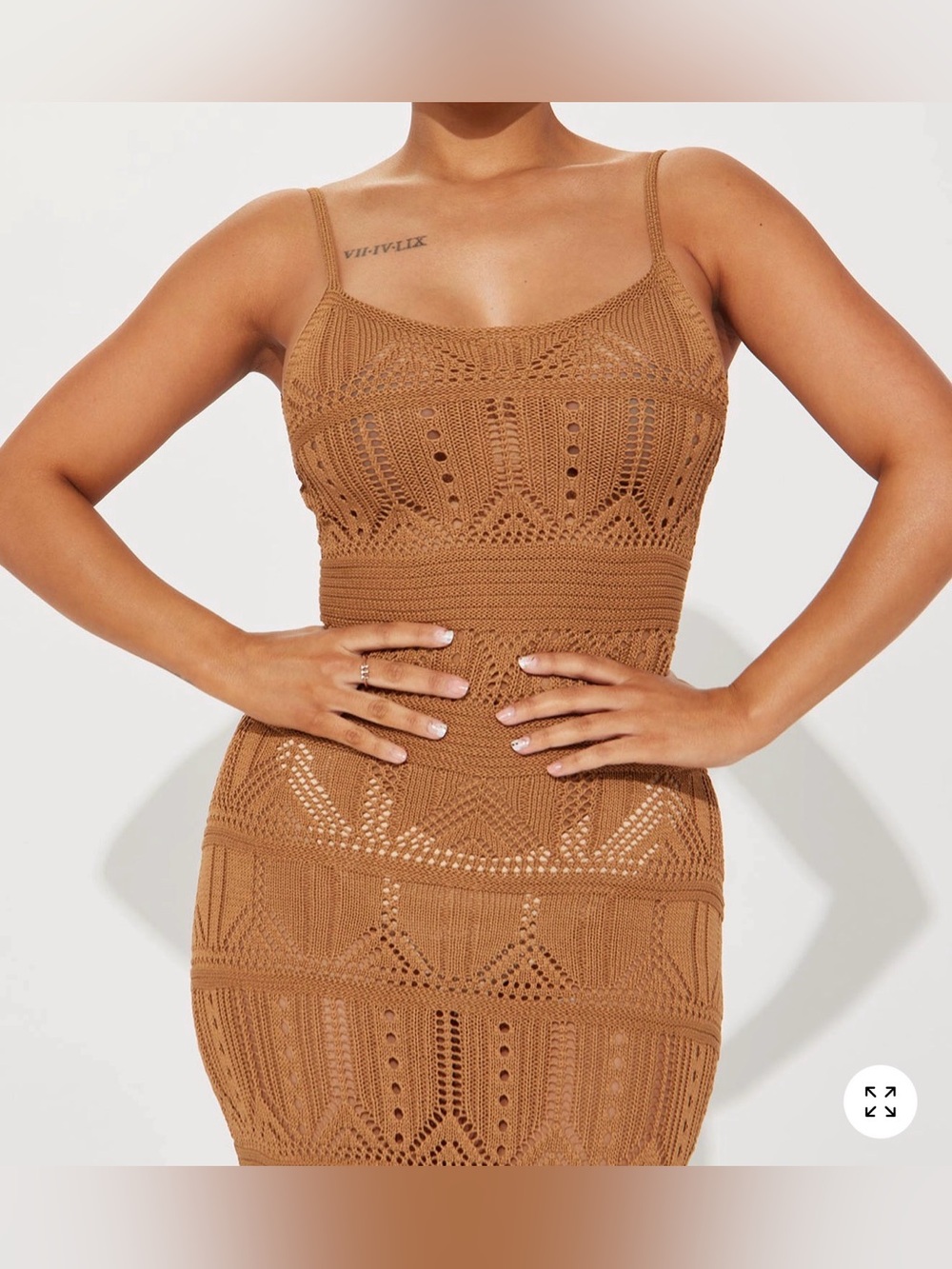 Fashion Nova Crochet Maxi Skirt in Camel Brown - Picture 2 of 4